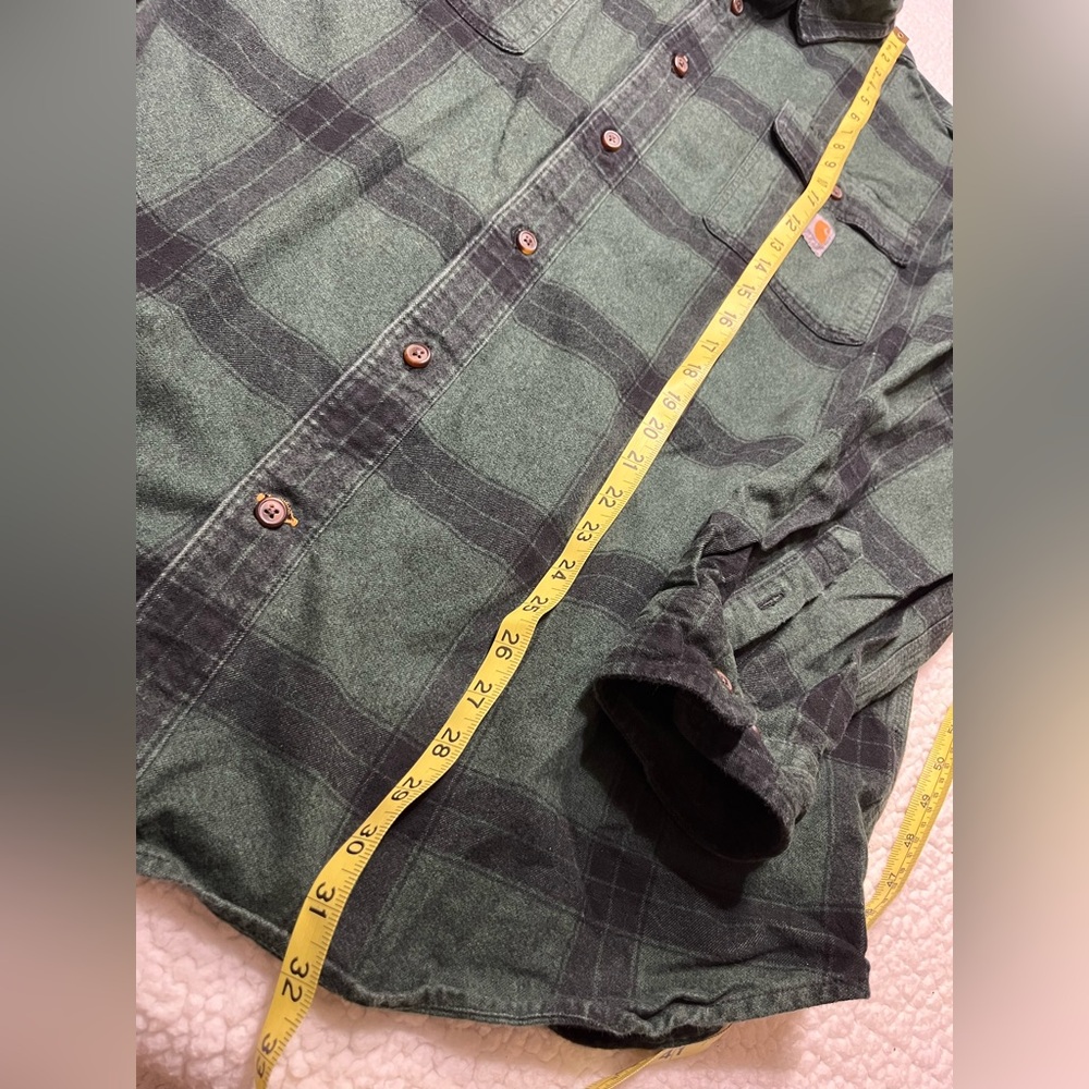 Carhartt Heavyweight Flannel Green Plaid Shirt Mens XXL - Picture 5 of 7